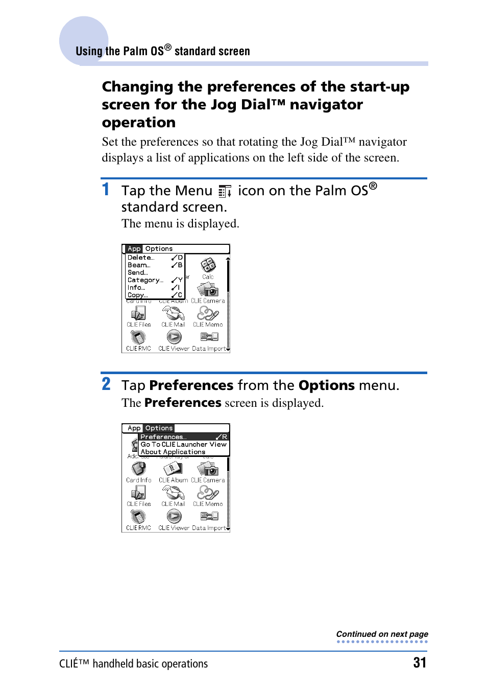 Sony PEG-NX80V User Manual | Page 31 / 200