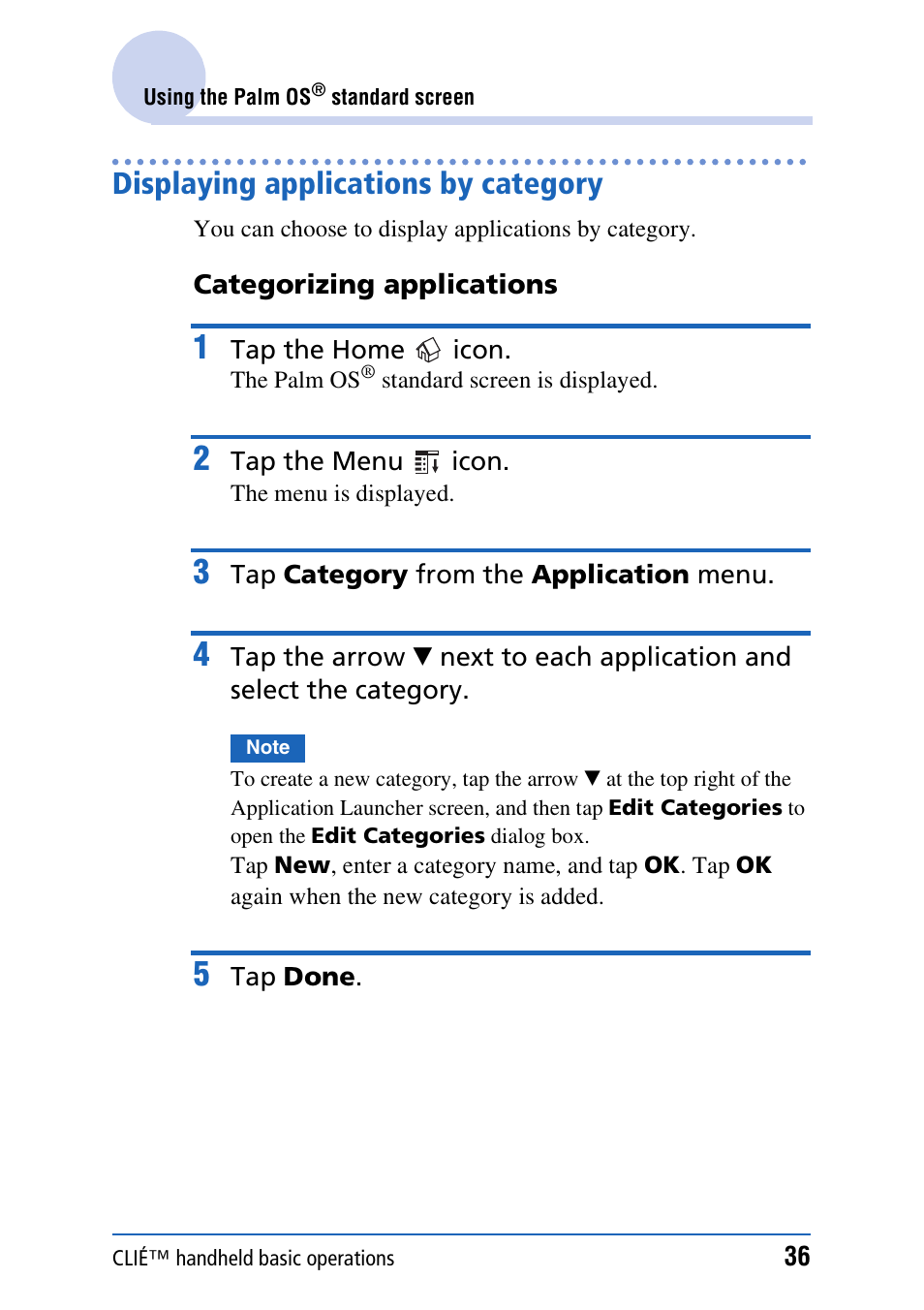 Displaying applications by category | Sony PEG-NX80V User Manual | Page 36 / 200