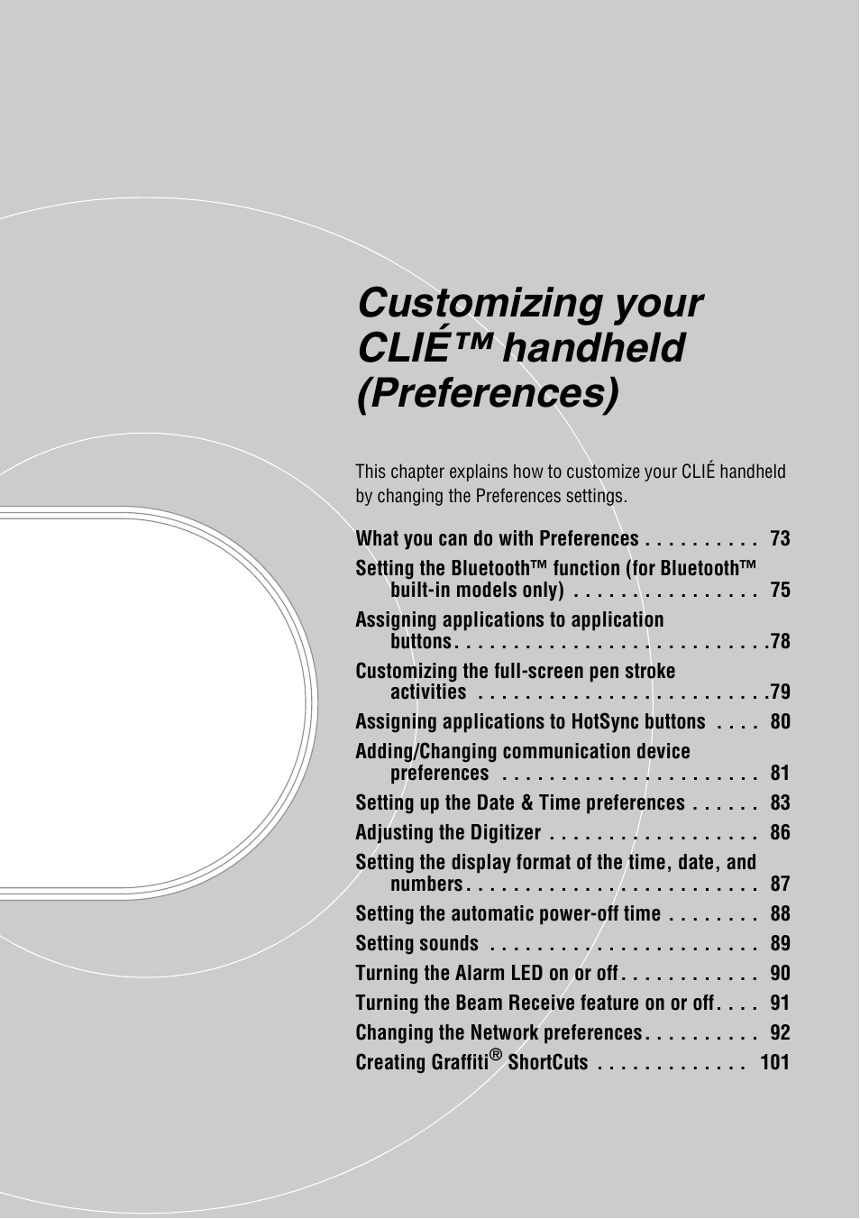 Customizing your clié™ handheld (preferences) | Sony PEG-NX80V User Manual | Page 72 / 200