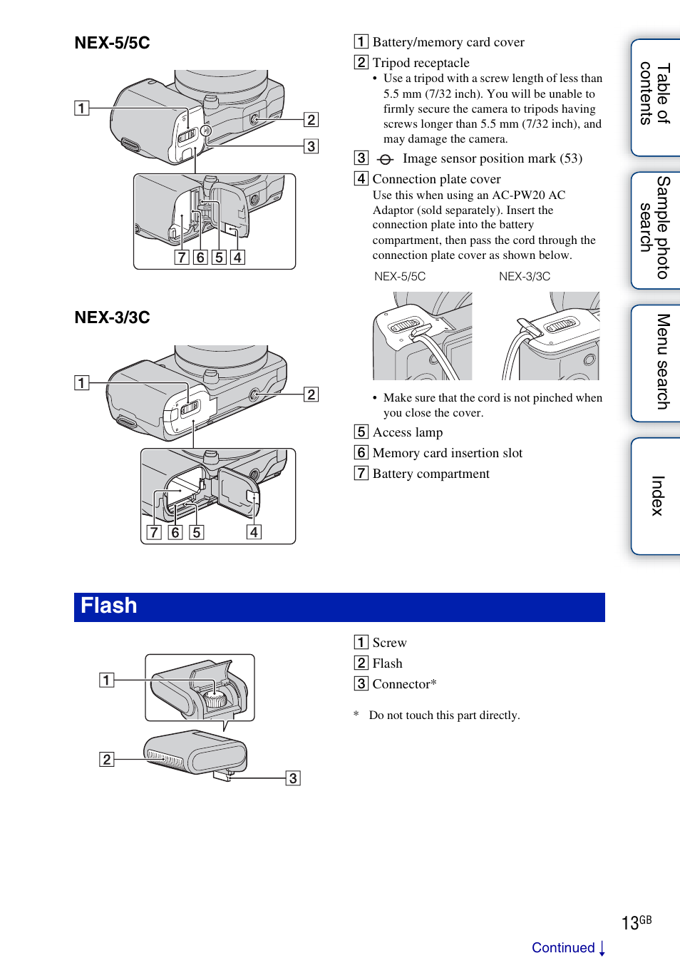 Flash | Sony NEX-3 User Manual | Page 13 / 159