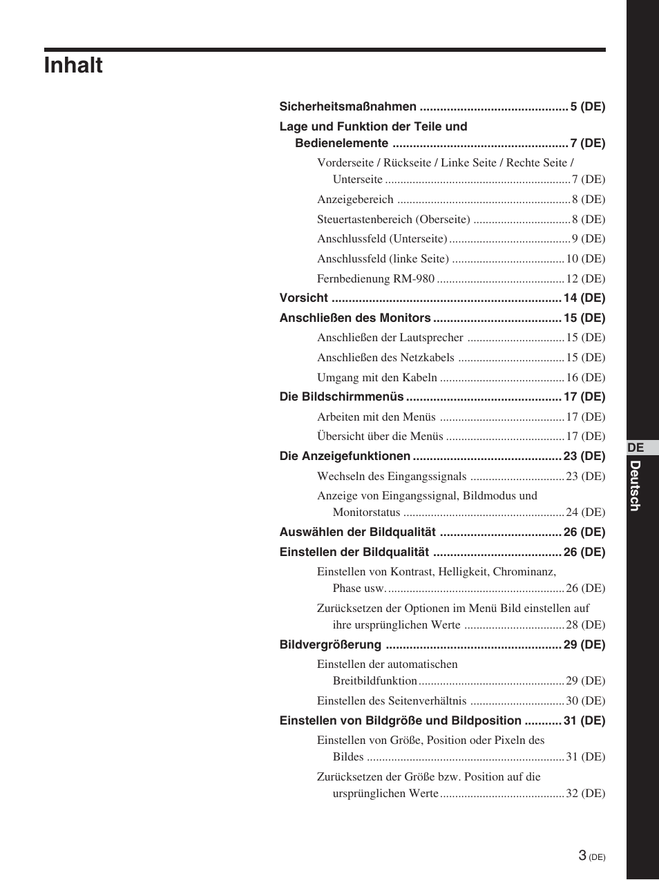 Inhalt | Sony FWD-42PX2 User Manual | Page 153 / 352