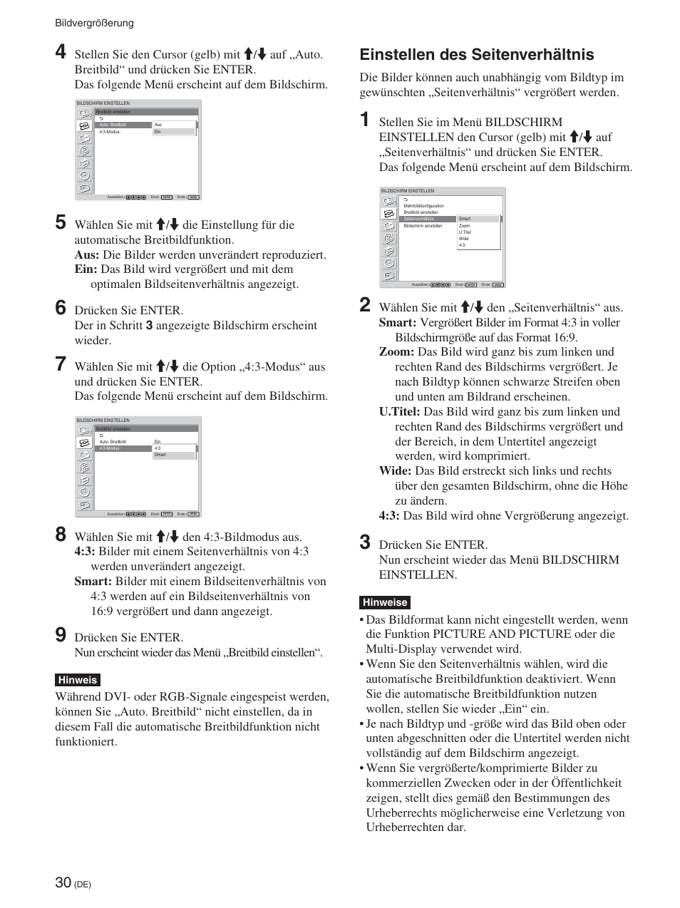 Einstellen des seitenverhältnis | Sony FWD-42PX2 User Manual | Page 180 / 352