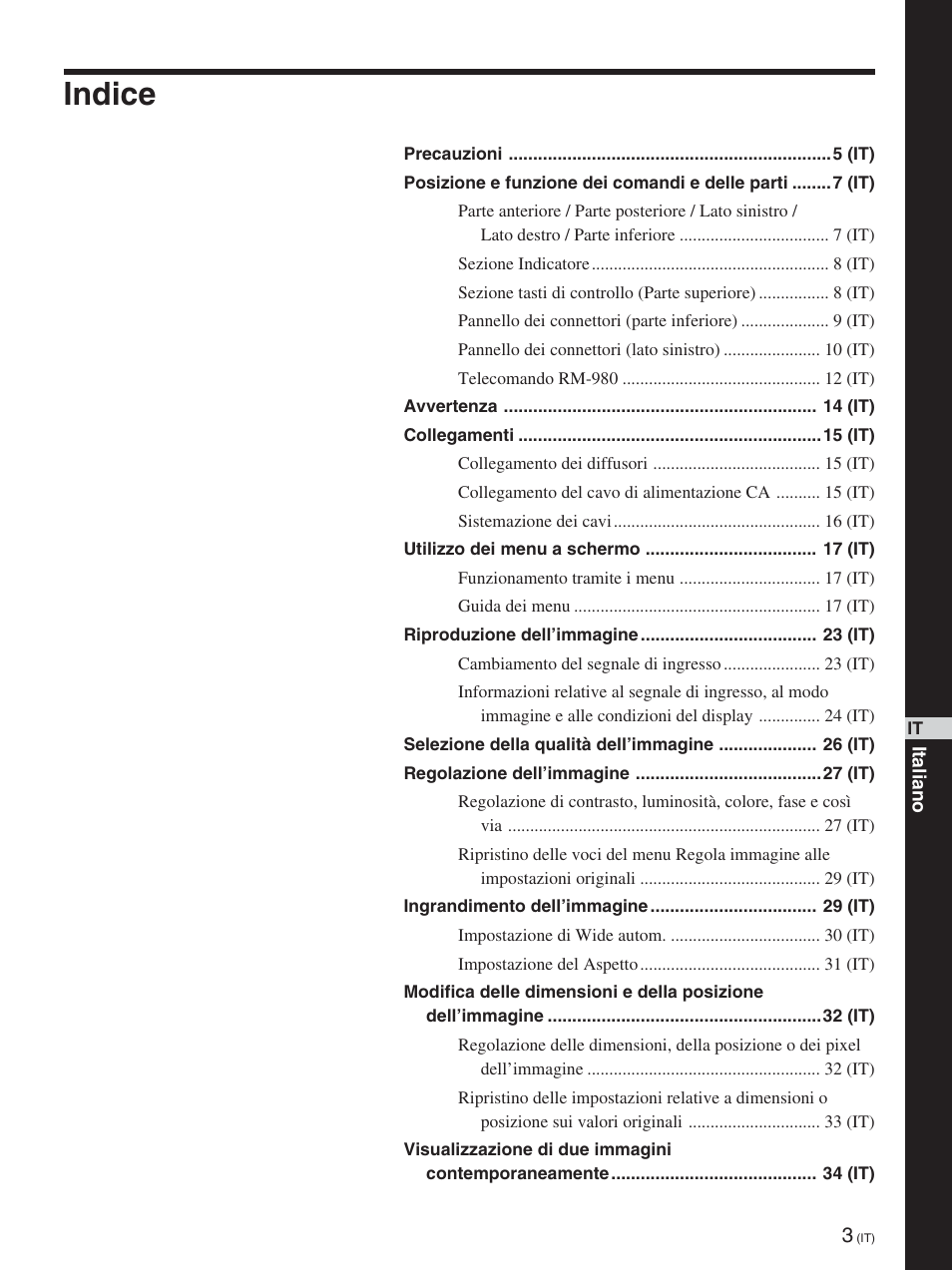 Indice | Sony FWD-42PX2 User Manual | Page 253 / 352