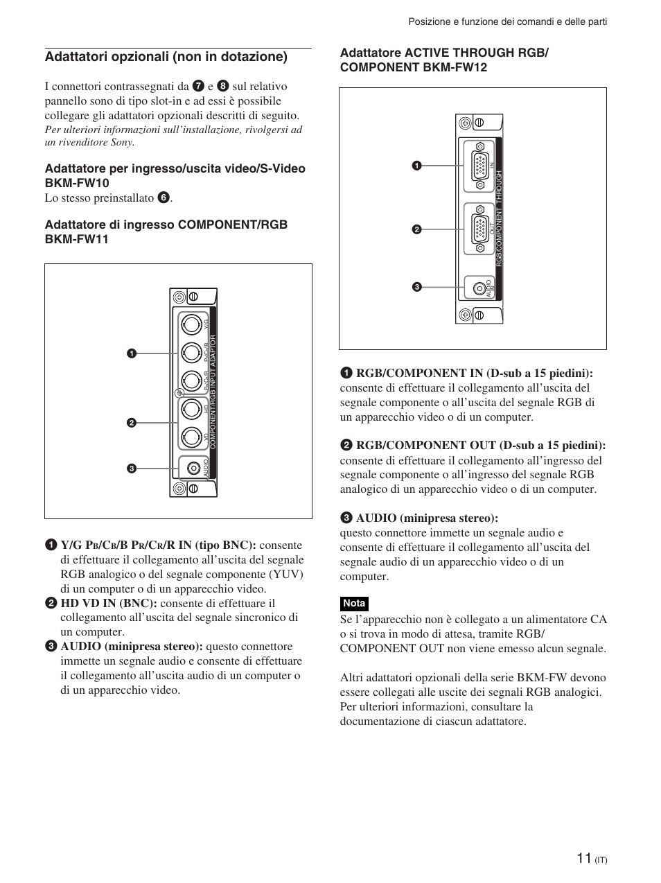 Adattatori opzionali (non in dotazione) | Sony FWD-42PX2 User Manual | Page 261 / 352