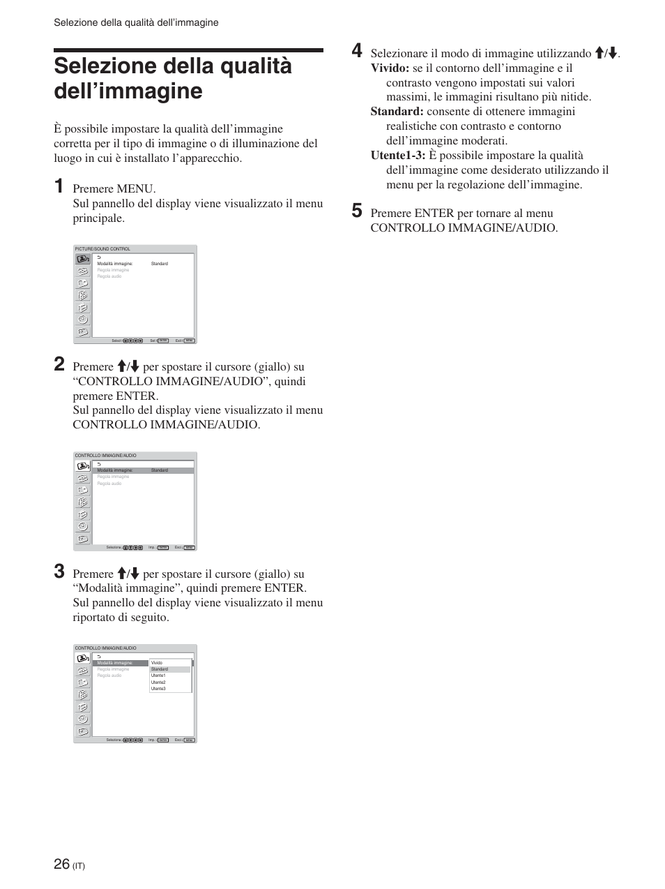 Selezione della qualità dell’immagine | Sony FWD-42PX2 User Manual | Page 276 / 352