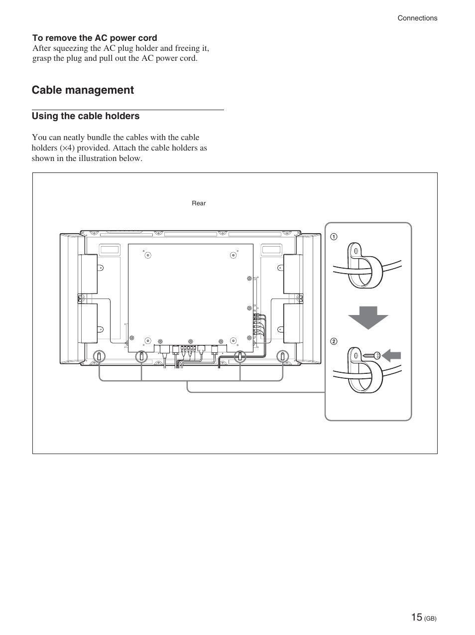 Cable management | Sony FWD-42PX2 User Manual | Page 65 / 352