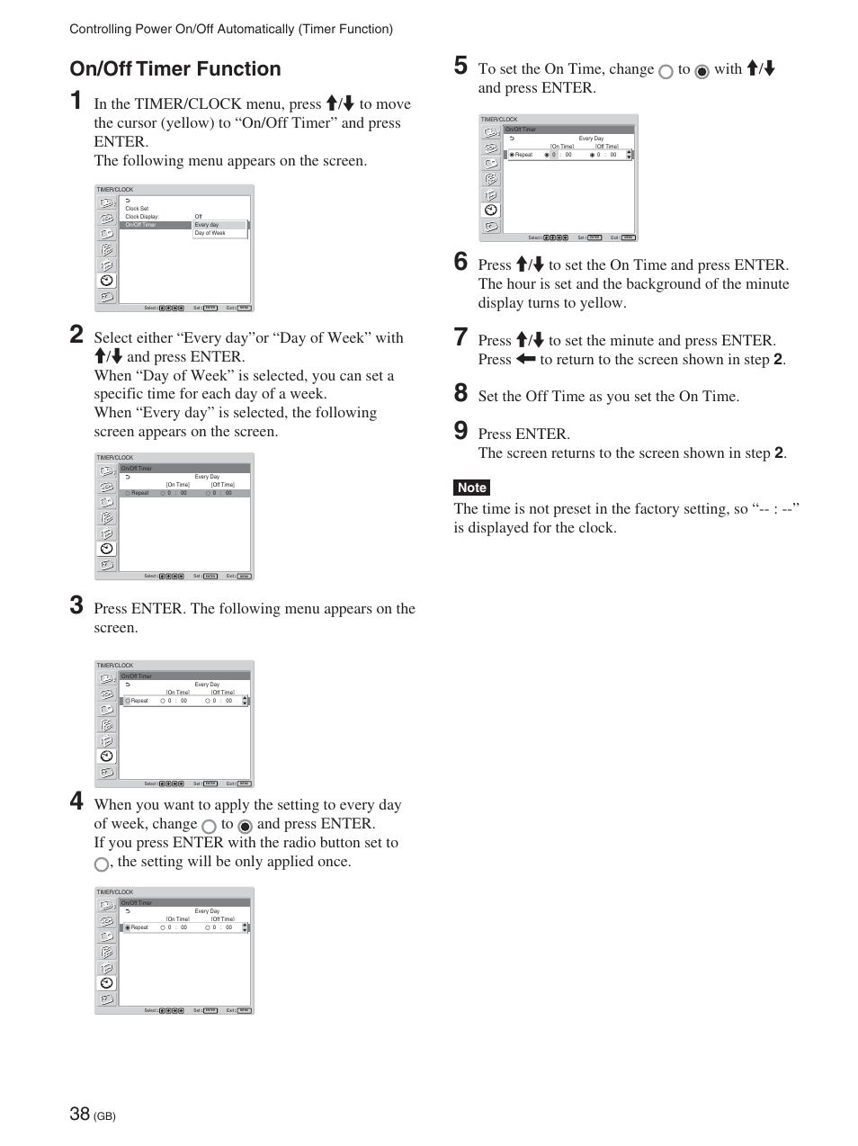 On/off timer function, Set the off time as you set the on time | Sony FWD-42PX2 User Manual | Page 88 / 352