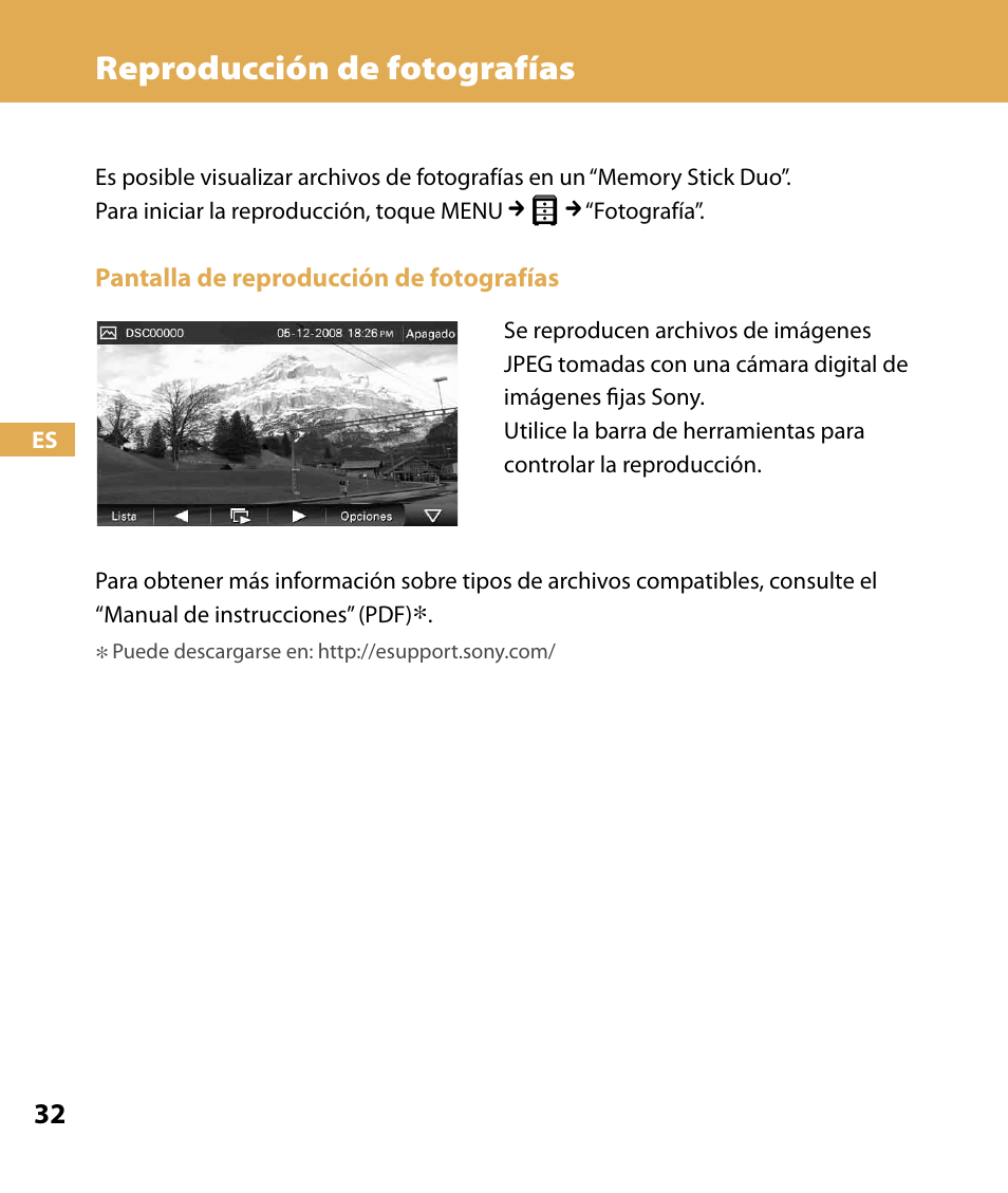 Reproducción de fotografías | Sony NV-U74T User Manual | Page 100 / 104