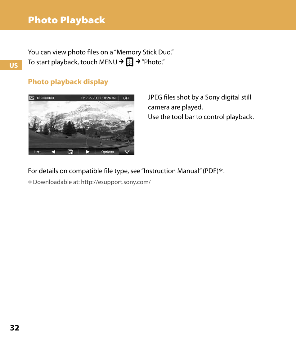 Photo playback | Sony NV-U74T User Manual | Page 32 / 104