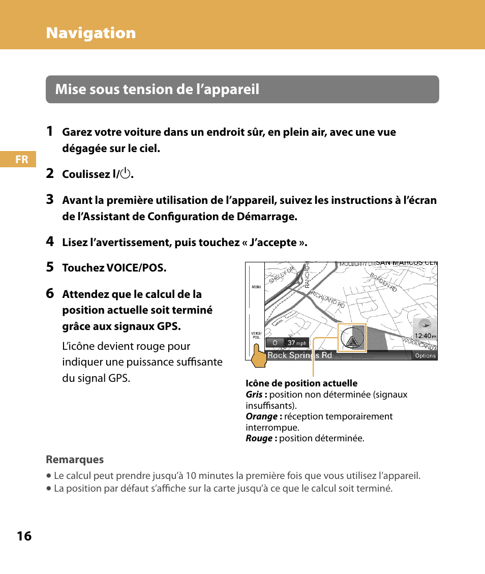 Navigation, Mise sous tension de l’appareil 1 | Sony NV-U74T User Manual | Page 50 / 104