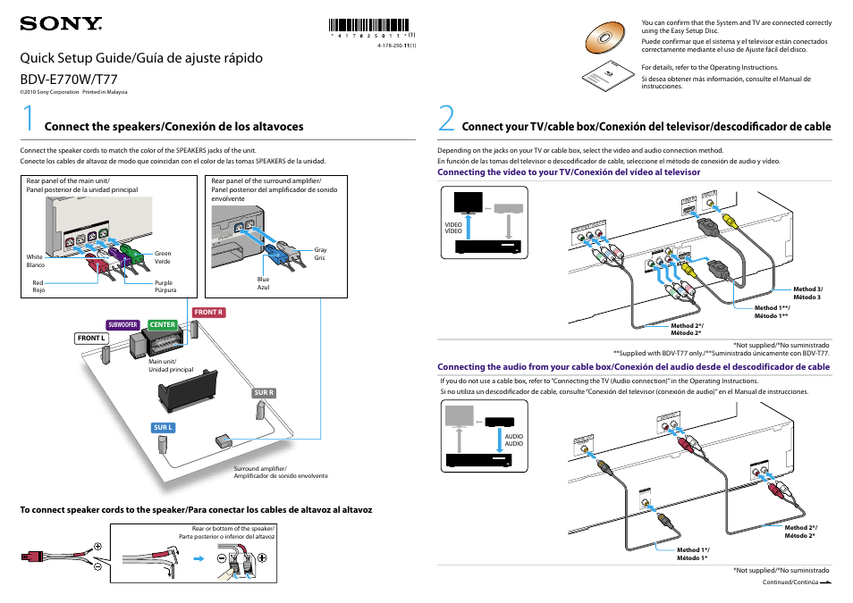 Sony BDV-E770W User Manual | 2 pages