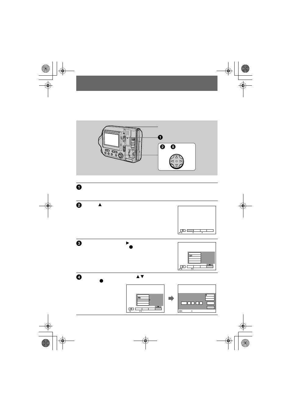 Setting the date and time, Tch (14), Press | Select [setup] with, On the control button, then press the center, Select [clock set] with | Sony MVC-FD100 User Manual | Page 14 / 100