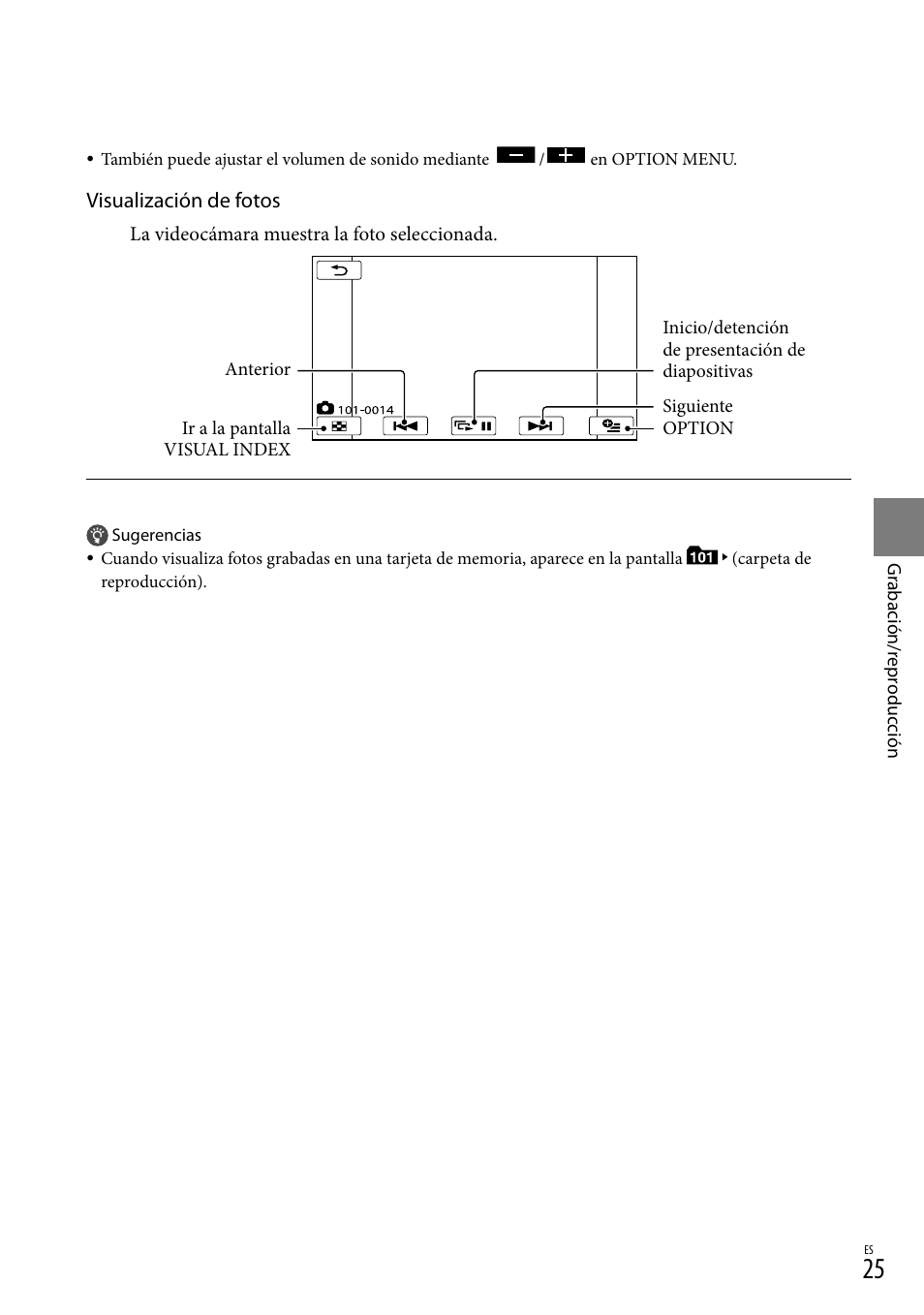 Visualización de fotos | Sony DCR-SX44 User Manual | Page 95 / 139