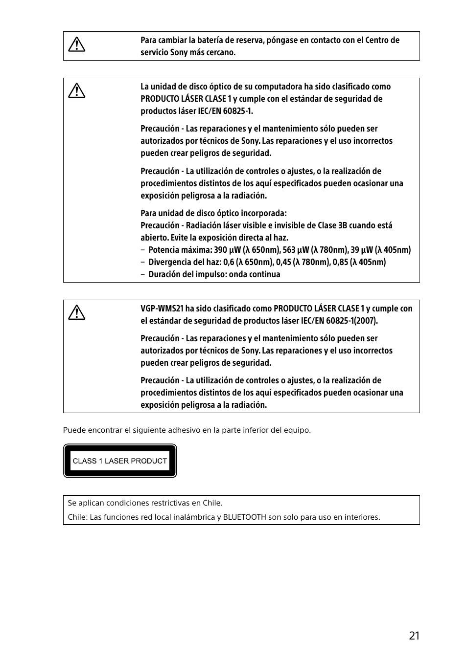 Sony SVL24127CXB User Manual | Page 21 / 36