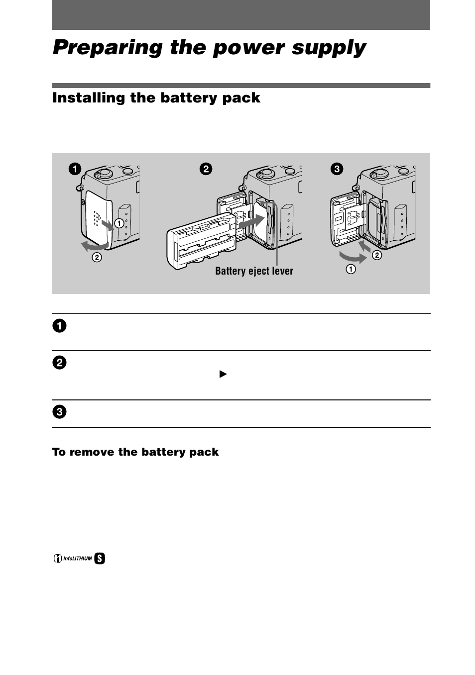 Preparing the power supply, Installing the battery pack, Ver (8) | Sony DSC-P1 User Manual | Page 8 / 72