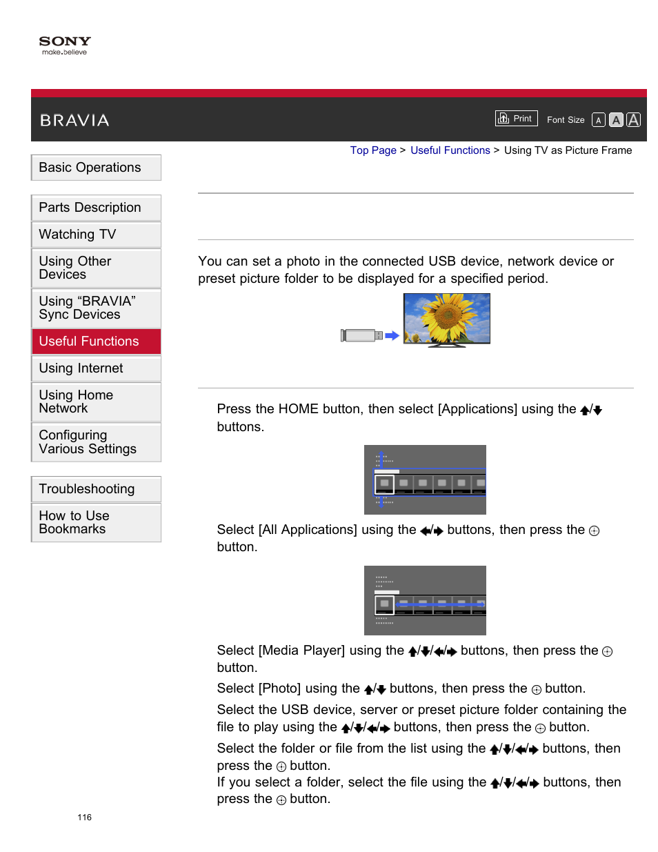 Using tv as picture frame | Sony XBR-65X850A User Manual | Page 122 / 249