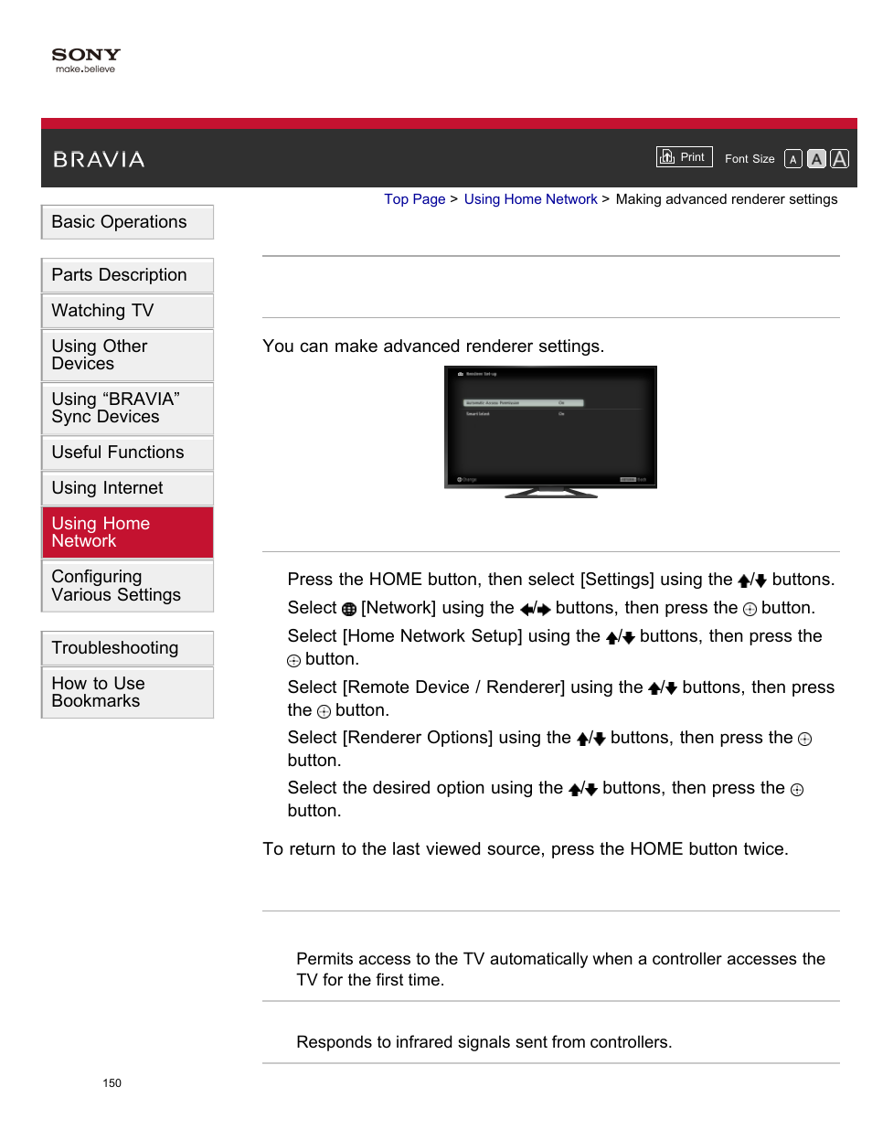 Making advanced renderer settings | Sony XBR-65X850A User Manual | Page 156 / 249