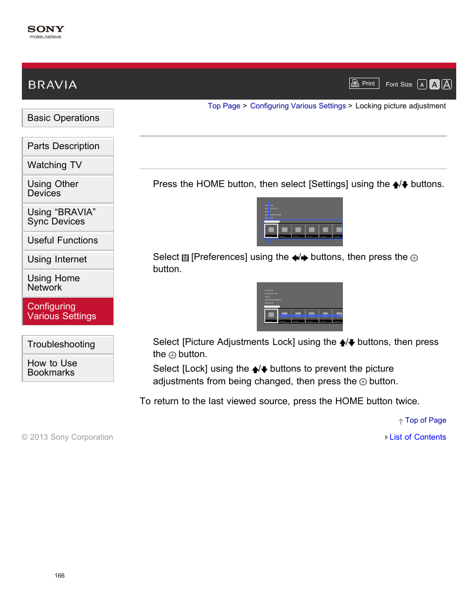 Locking picture adjustment | Sony XBR-65X850A User Manual | Page 172 / 249