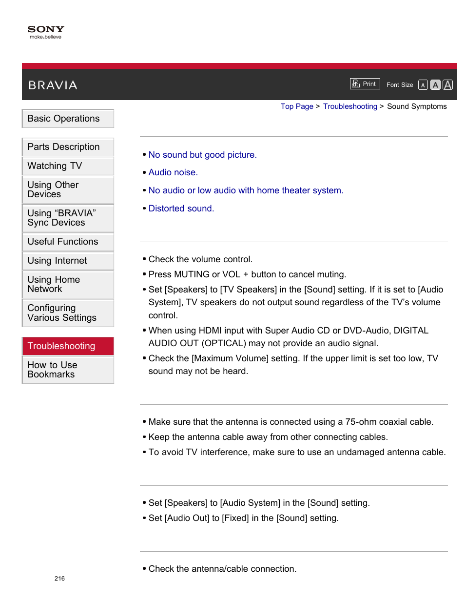 Sound symptoms | Sony XBR-65X850A User Manual | Page 222 / 249