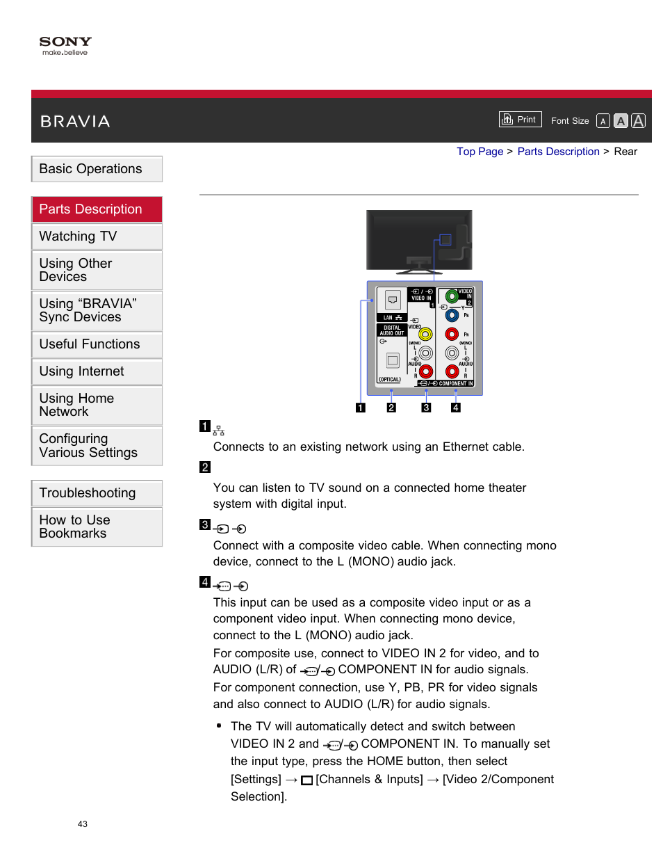 Rear | Sony XBR-65X850A User Manual | Page 49 / 249