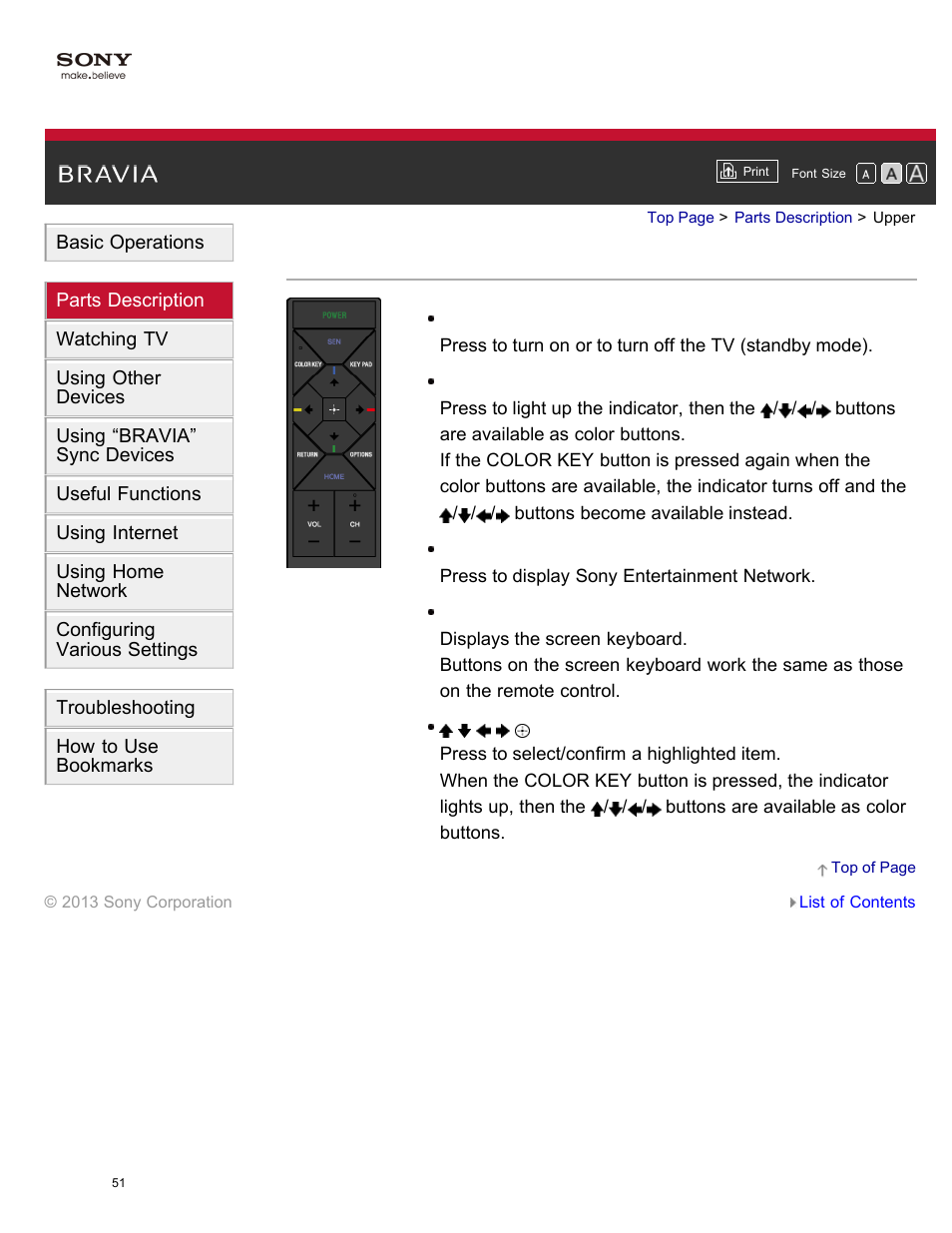 Upper | Sony XBR-65X850A User Manual | Page 57 / 249