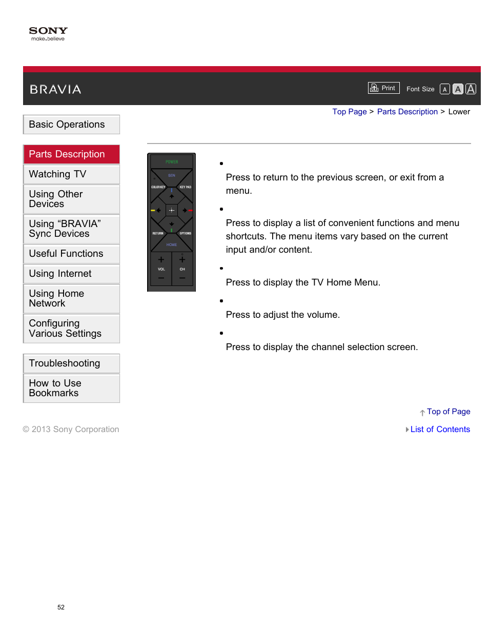 Lower | Sony XBR-65X850A User Manual | Page 58 / 249