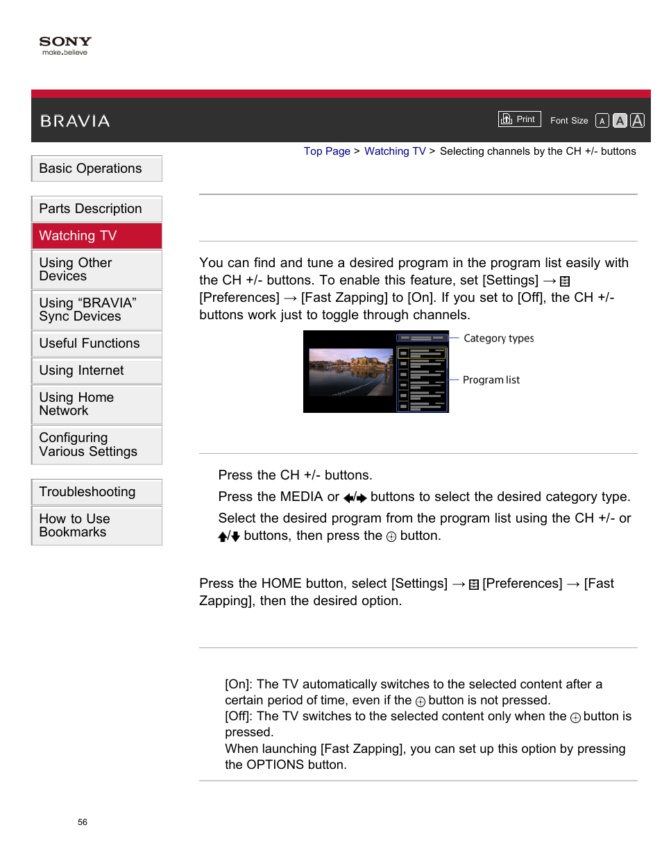 Selecting channels by the ch +/- buttons, Media | Sony XBR-65X850A User Manual | Page 62 / 249