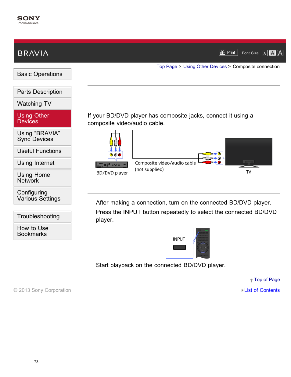 Composite connection | Sony XBR-65X850A User Manual | Page 79 / 249