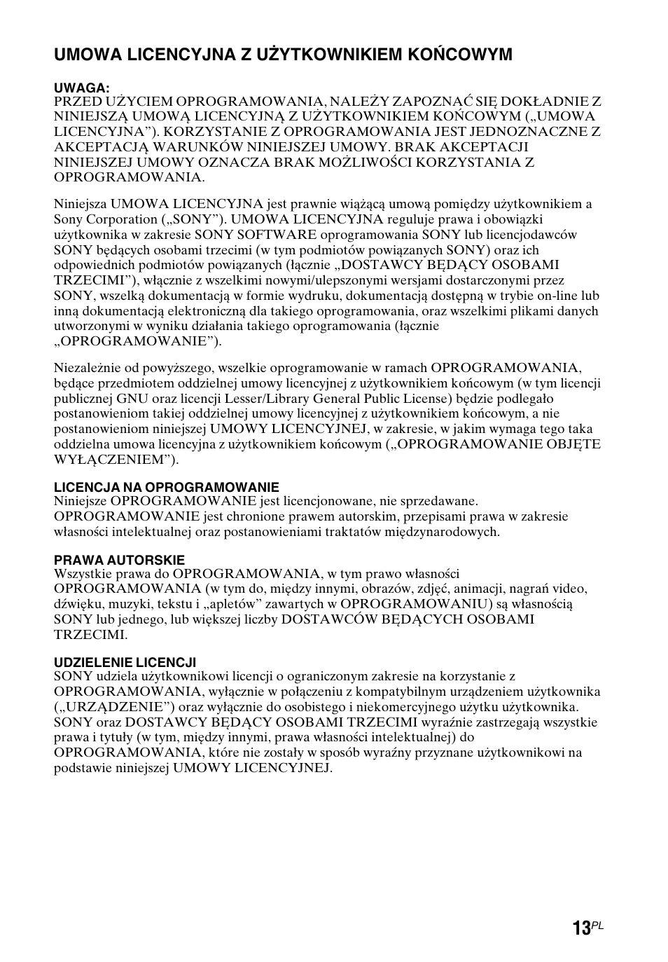 Umowa licencyjna z użytkownikiem końcowym | Sony STR-DN1050 User Manual | Page 107 / 116