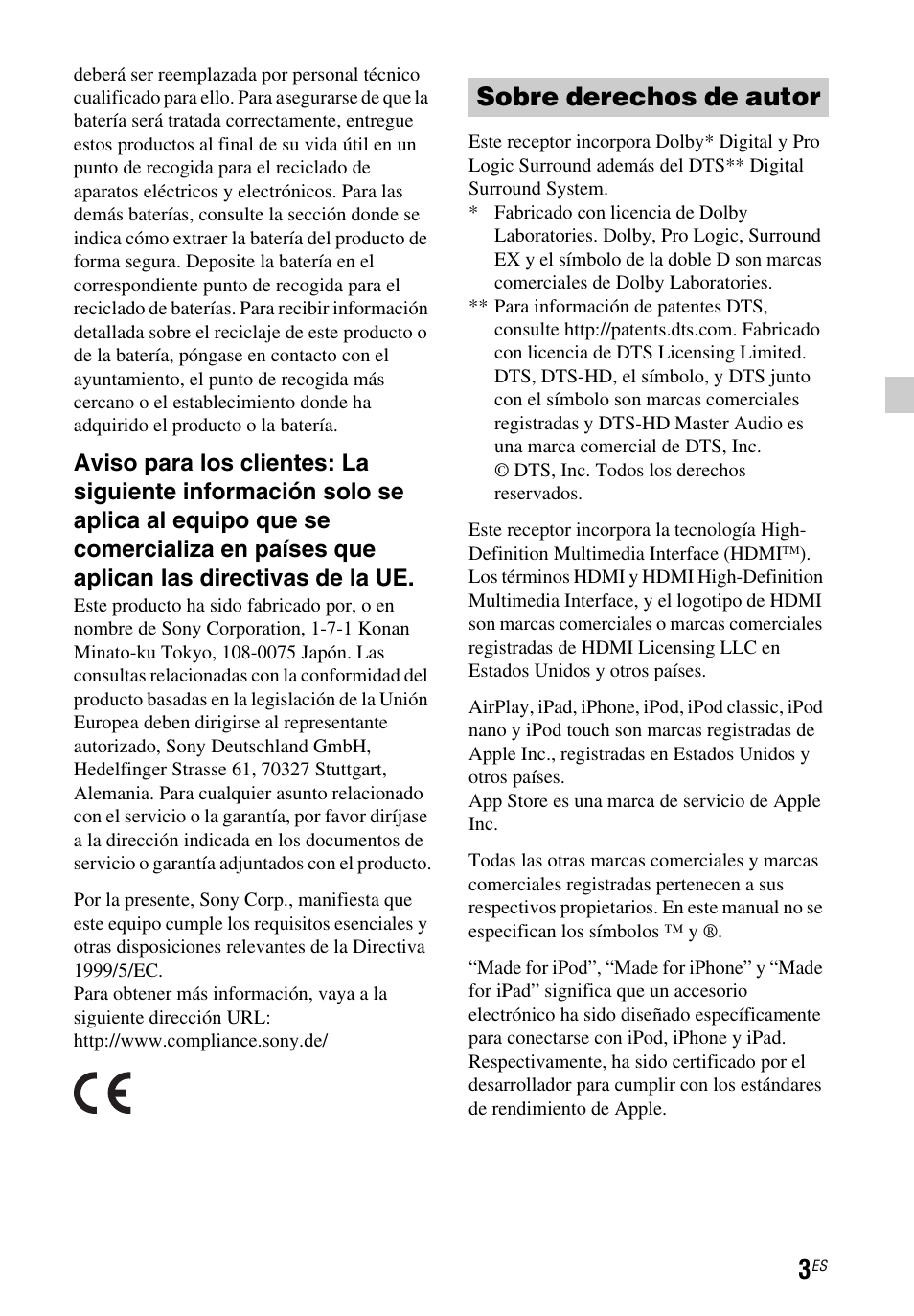 Sobre derechos de autor | Sony STR-DN1050 User Manual | Page 33 / 116