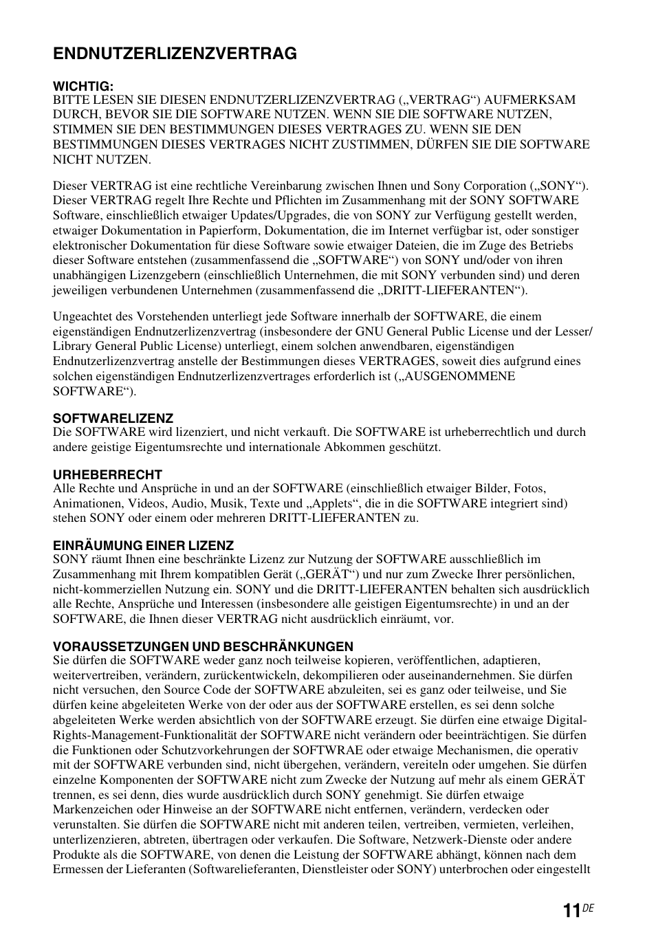 Endnutzerlizenzvertrag | Sony STR-DN1050 User Manual | Page 57 / 116