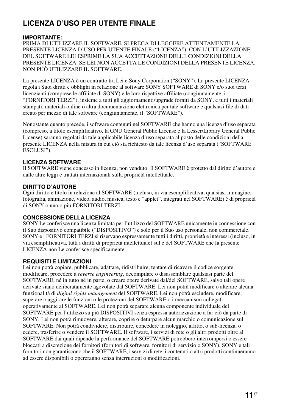 Licenza d’uso per utente finale | Sony STR-DN1050 User Manual | Page 89 / 116