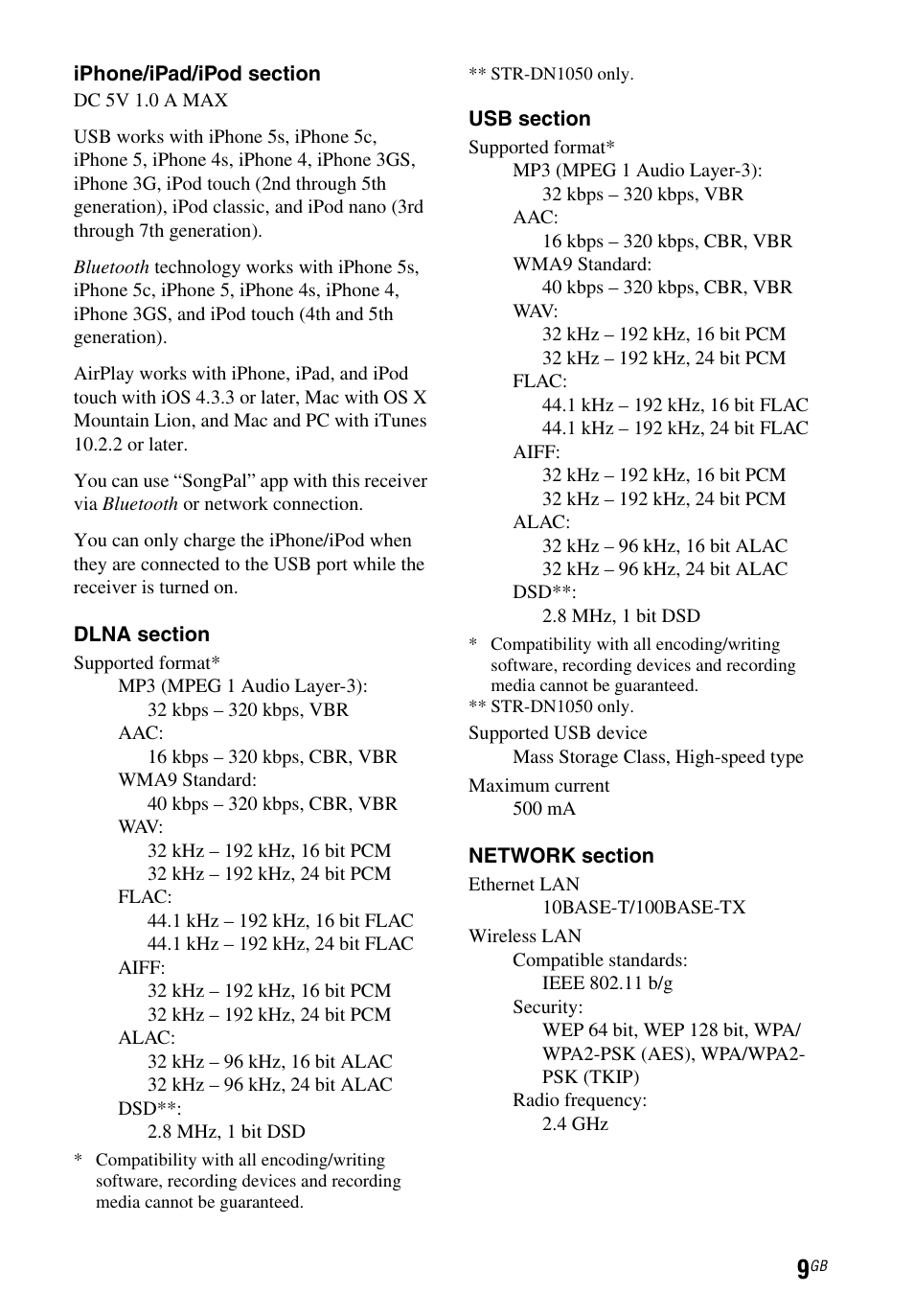 Sony STR-DN1050 User Manual | Page 9 / 116