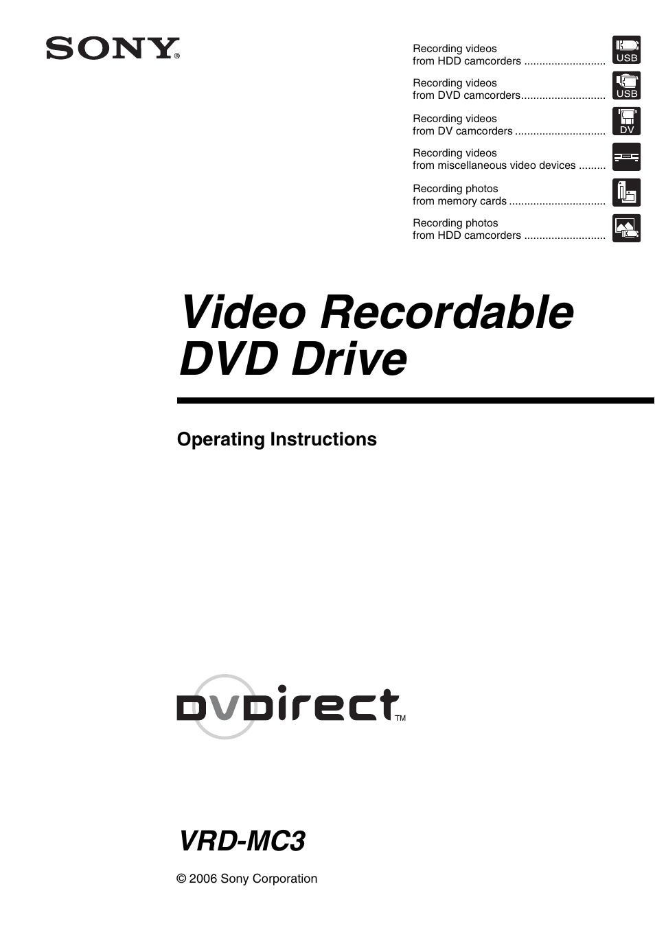 Sony VRD-MC3 User Manual | 88 pages