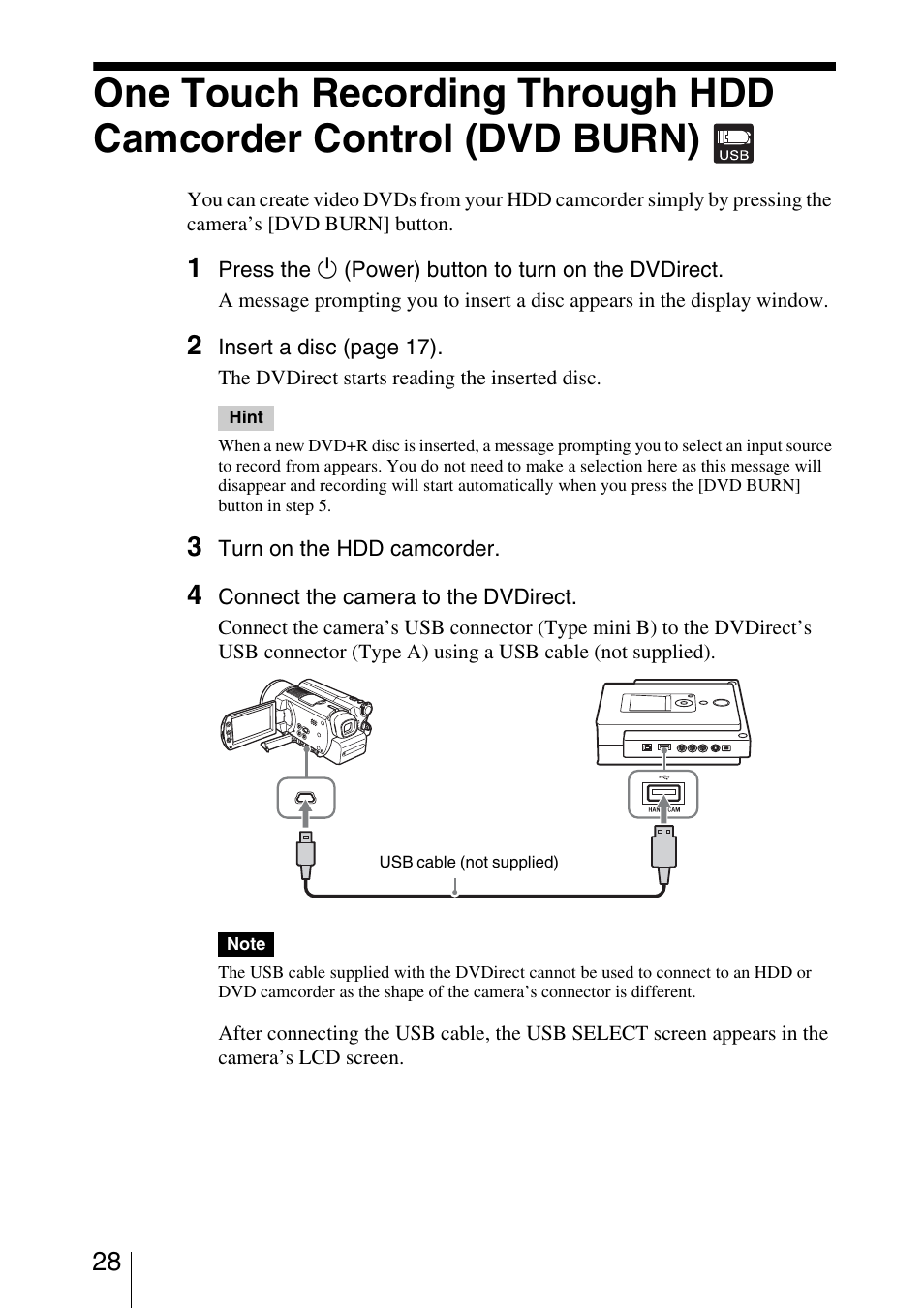 One touch recording through hdd camcorder control, Dvd burn) | Sony VRD-MC3 User Manual | Page 28 / 88
