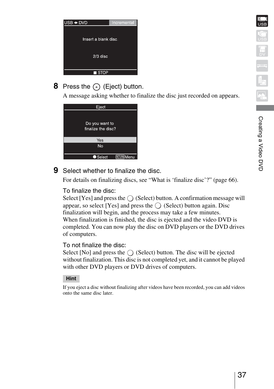 Sony VRD-MC3 User Manual | Page 37 / 88