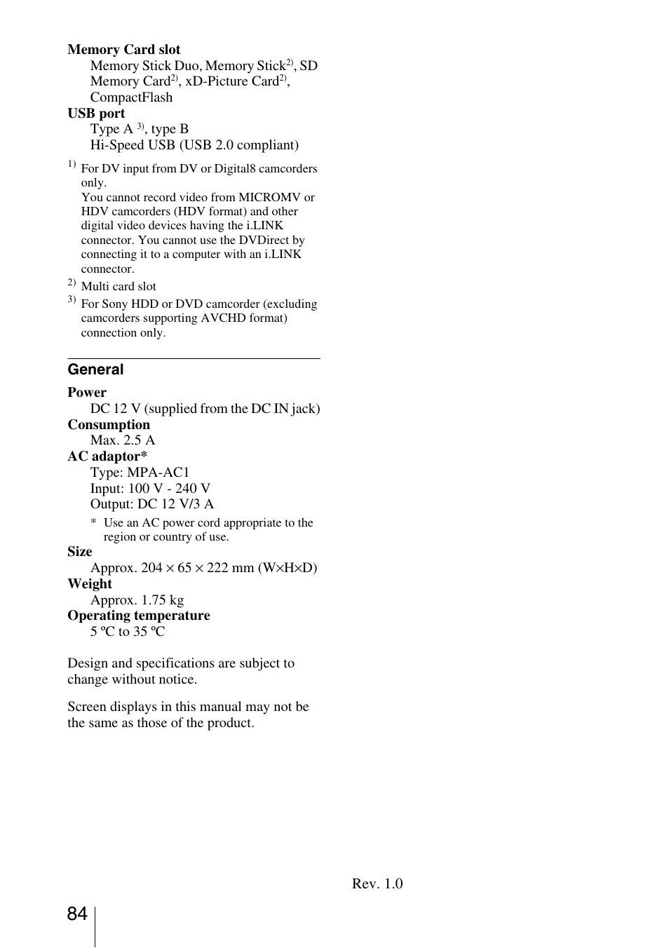 Sony VRD-MC3 User Manual | Page 84 / 88