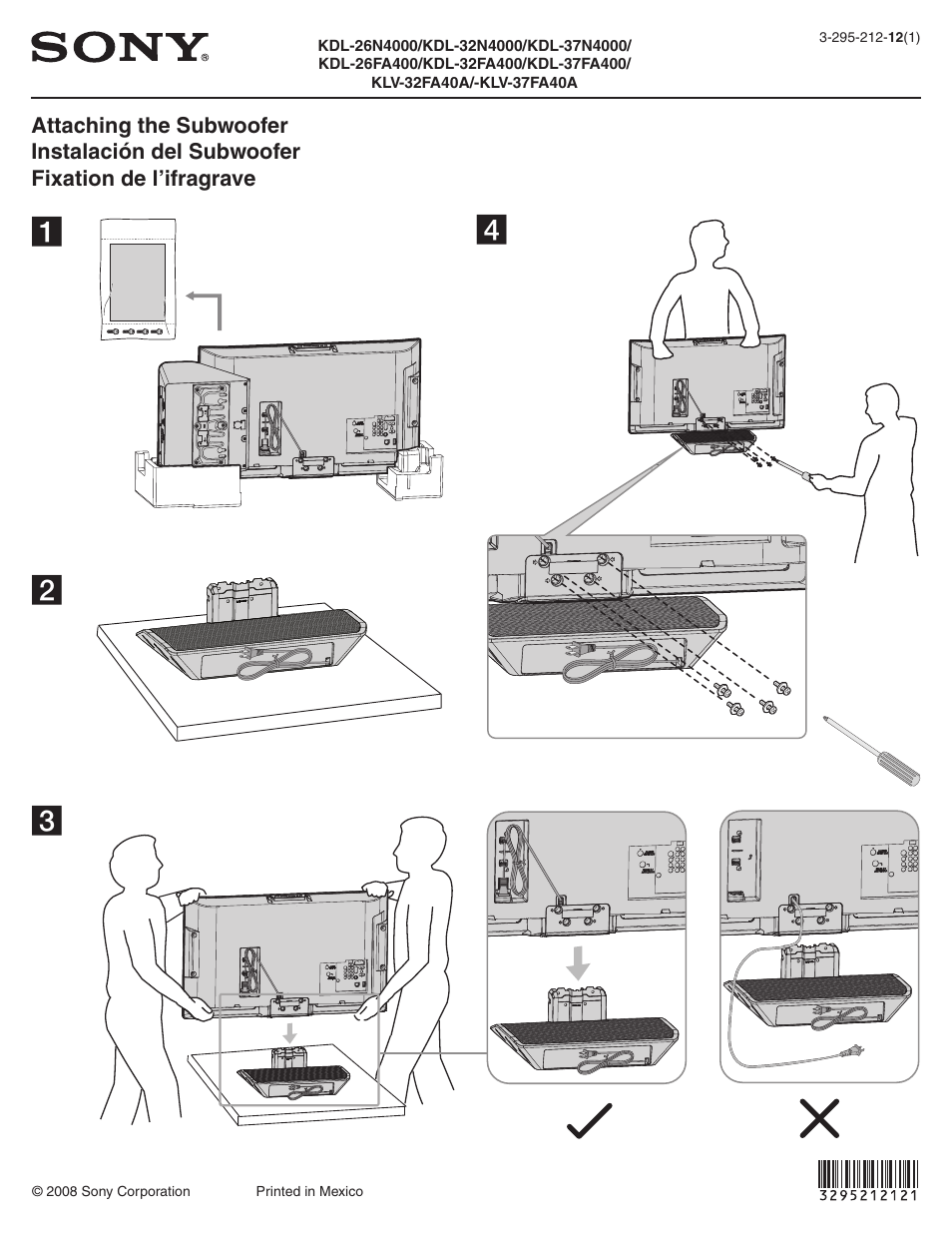 Sony KDL-37N4000 User Manual | 1 page