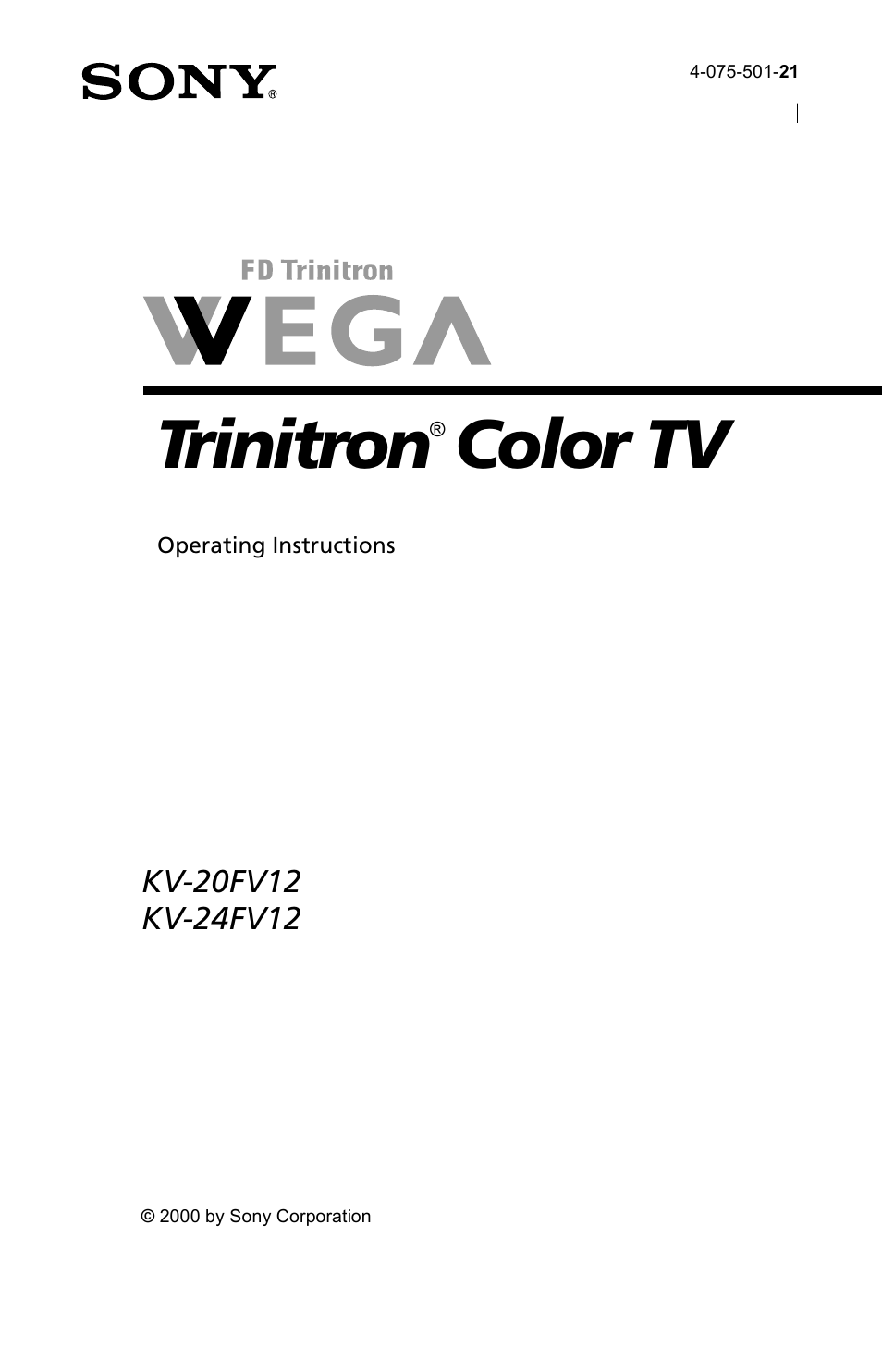 Sony WEGA KV-24FV12 User Manual | 52 pages