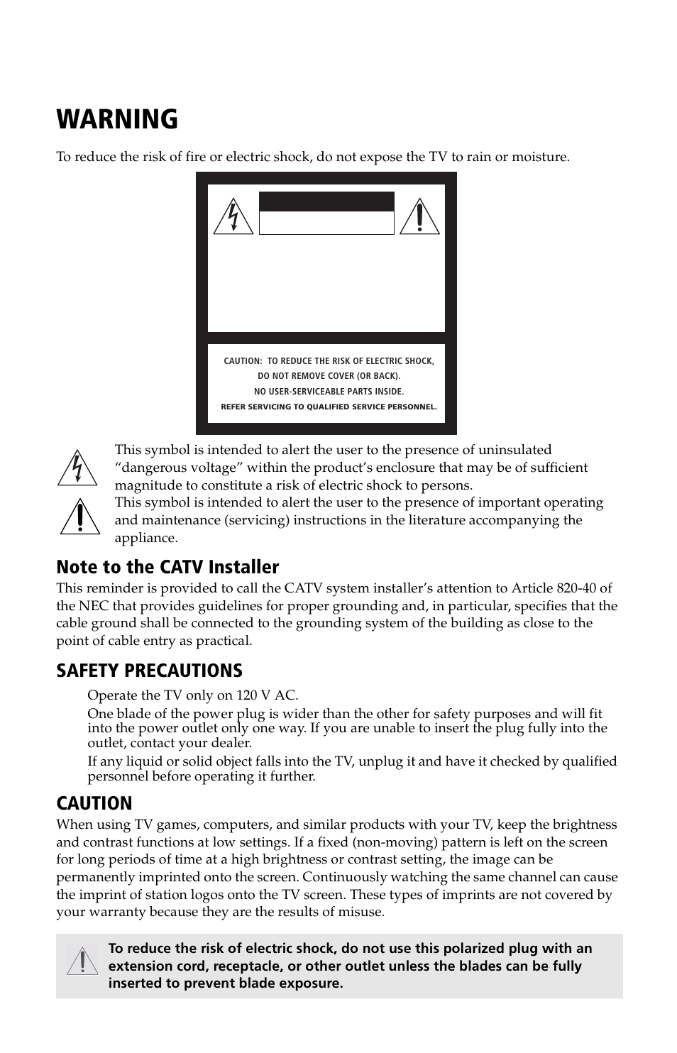 Warning, Safety precautions, Caution | Connecting additional equipment | Sony WEGA KV-24FV12 User Manual | Page 3 / 52