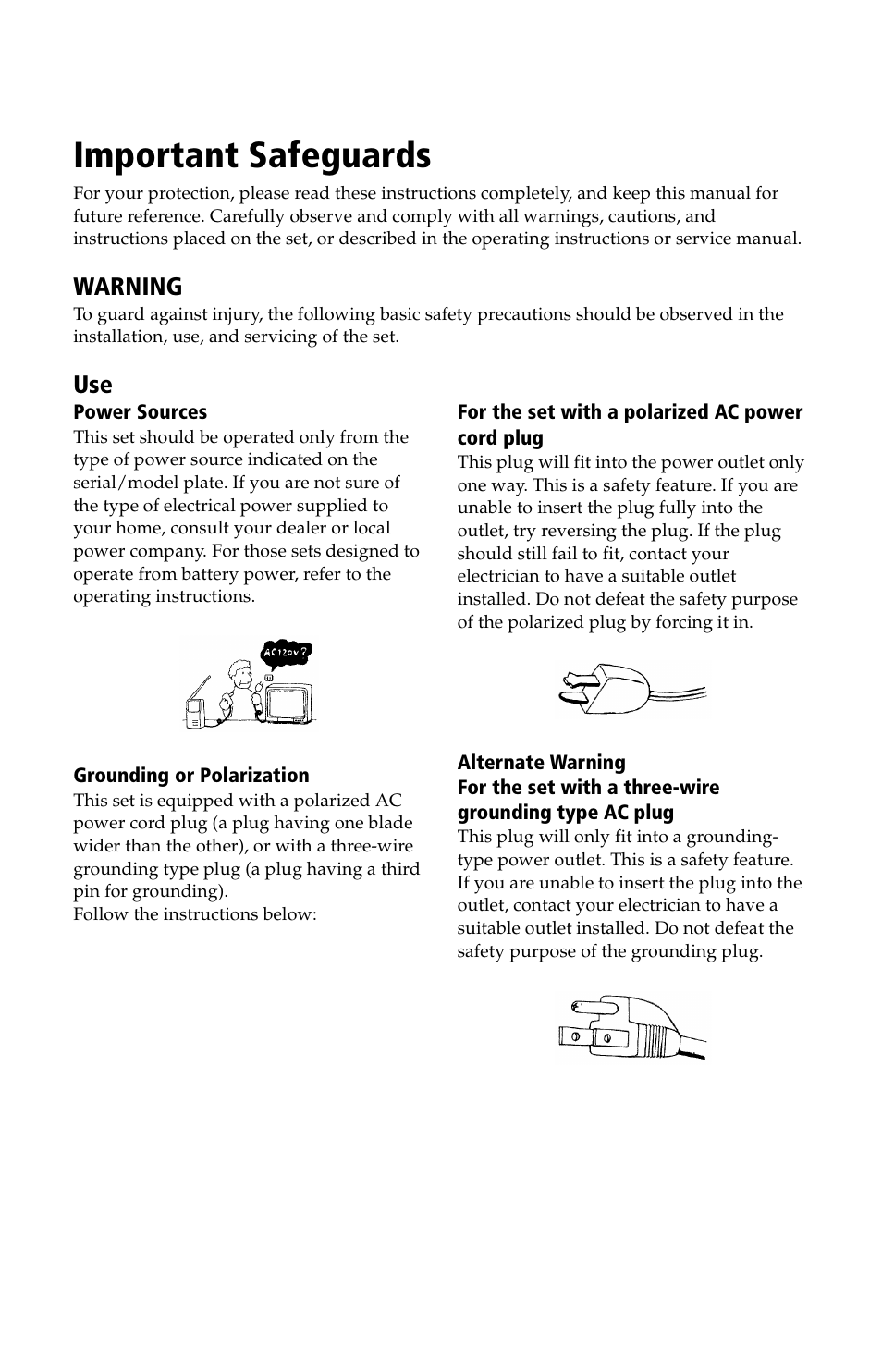 Important safeguards | Sony WEGA KV-24FV12 User Manual | Page 5 / 52