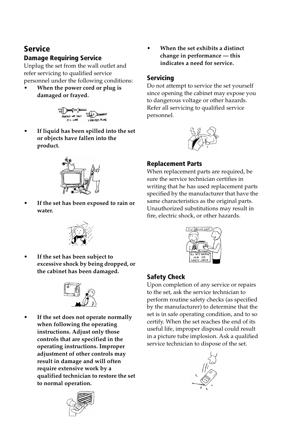 Service, Connecting additional equipment | Sony WEGA KV-24FV12 User Manual | Page 9 / 52