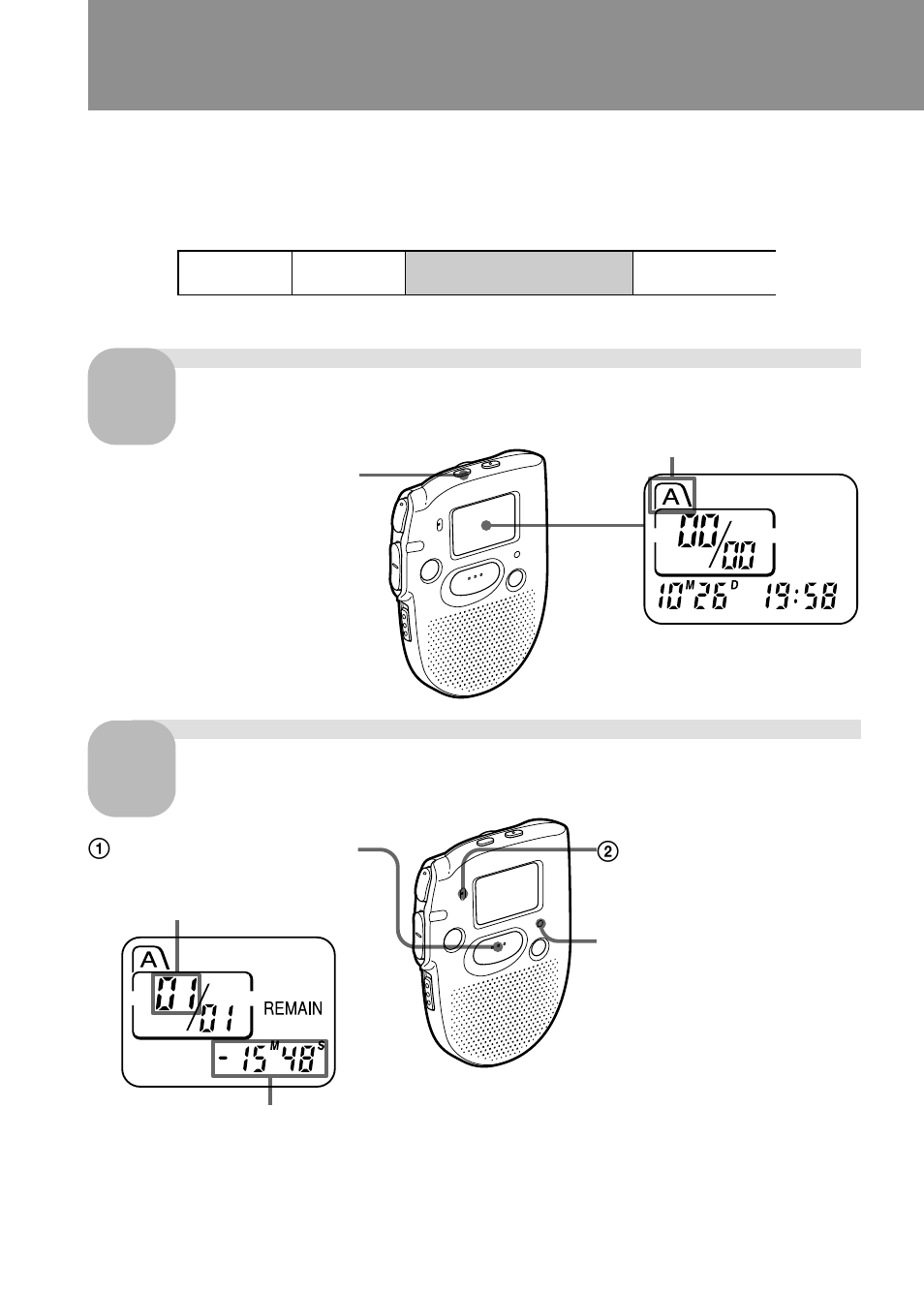 Basic operations, Recording messages, Select the file. start recording | Sony ICD-47 User Manual | Page 10 / 36