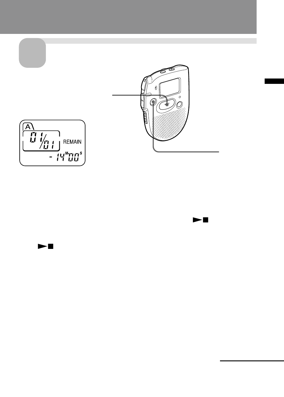 Stop recording | Sony ICD-47 User Manual | Page 11 / 36