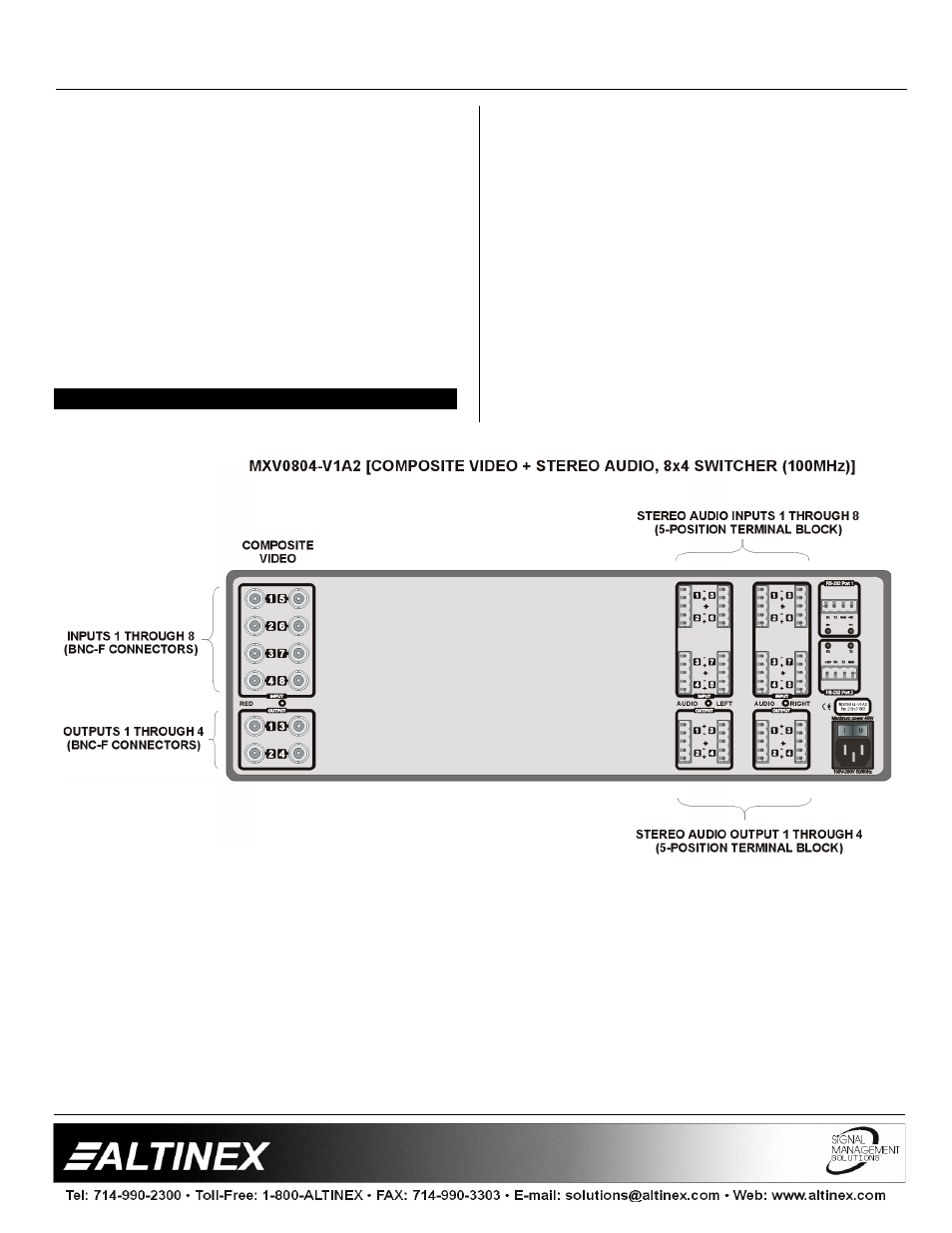 Matrix switchers | Altinex MAX Series User Manual | Page 7 / 23