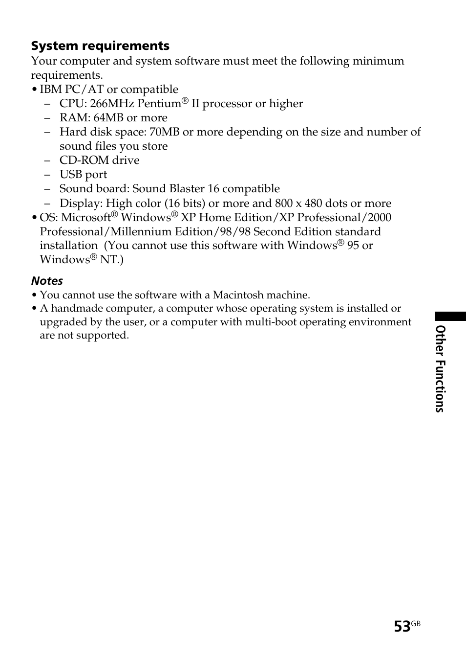 Other functions | Sony ICD-BM1AVTP User Manual | Page 53 / 68