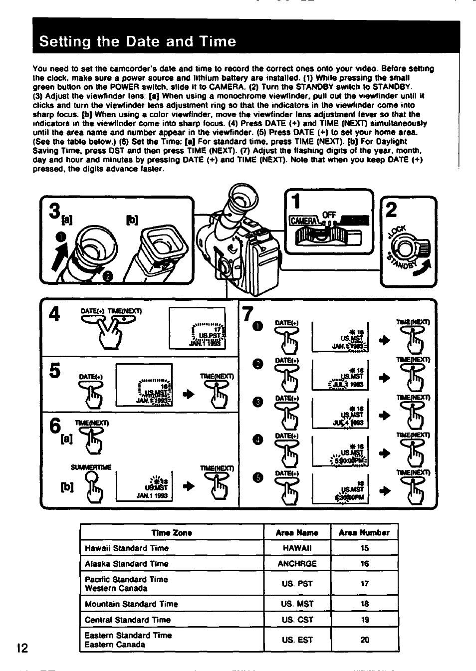 Setting the date and time | Sony CCD-TR61 User Manual | Page 12 / 52