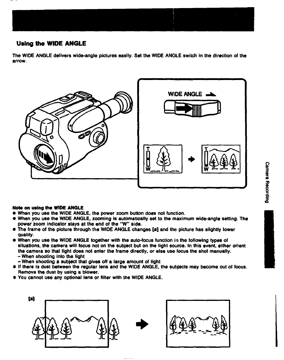 Using the wide angle | Sony CCD-TR61 User Manual | Page 19 / 52