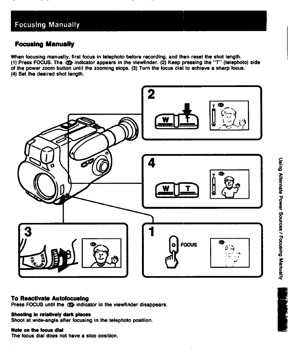 Focusing manually, To reactivate autofocusing, 2ism | N i’-f y | Sony CCD-TR61 User Manual | Page 27 / 52