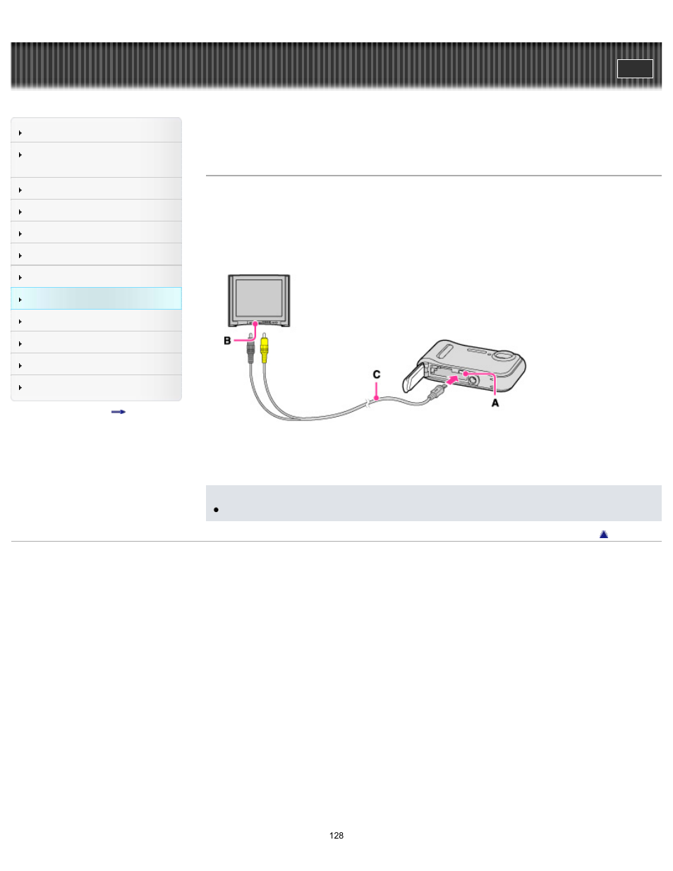 Viewing an image on a standard definition (sd) tv, Cyber-shot user guide | Sony DSC-TF1 User Manual | Page 128 / 165